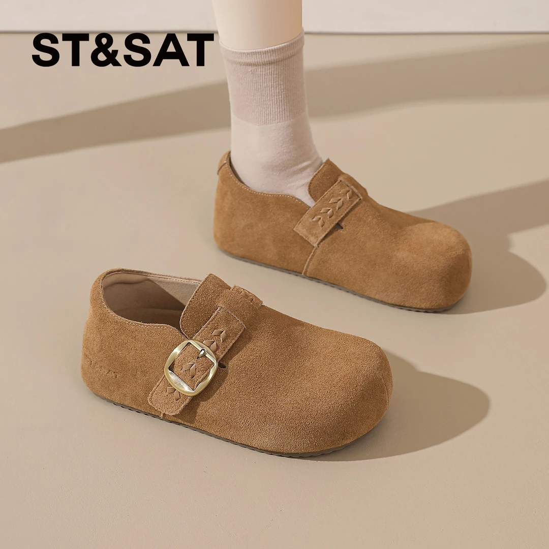 星期六勃肯鞋女款2025冬季新款包头单鞋软底孕妇妈妈鞋轻便女鞋爆