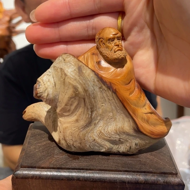绿***山柏木（崖柏）达摩小摆件