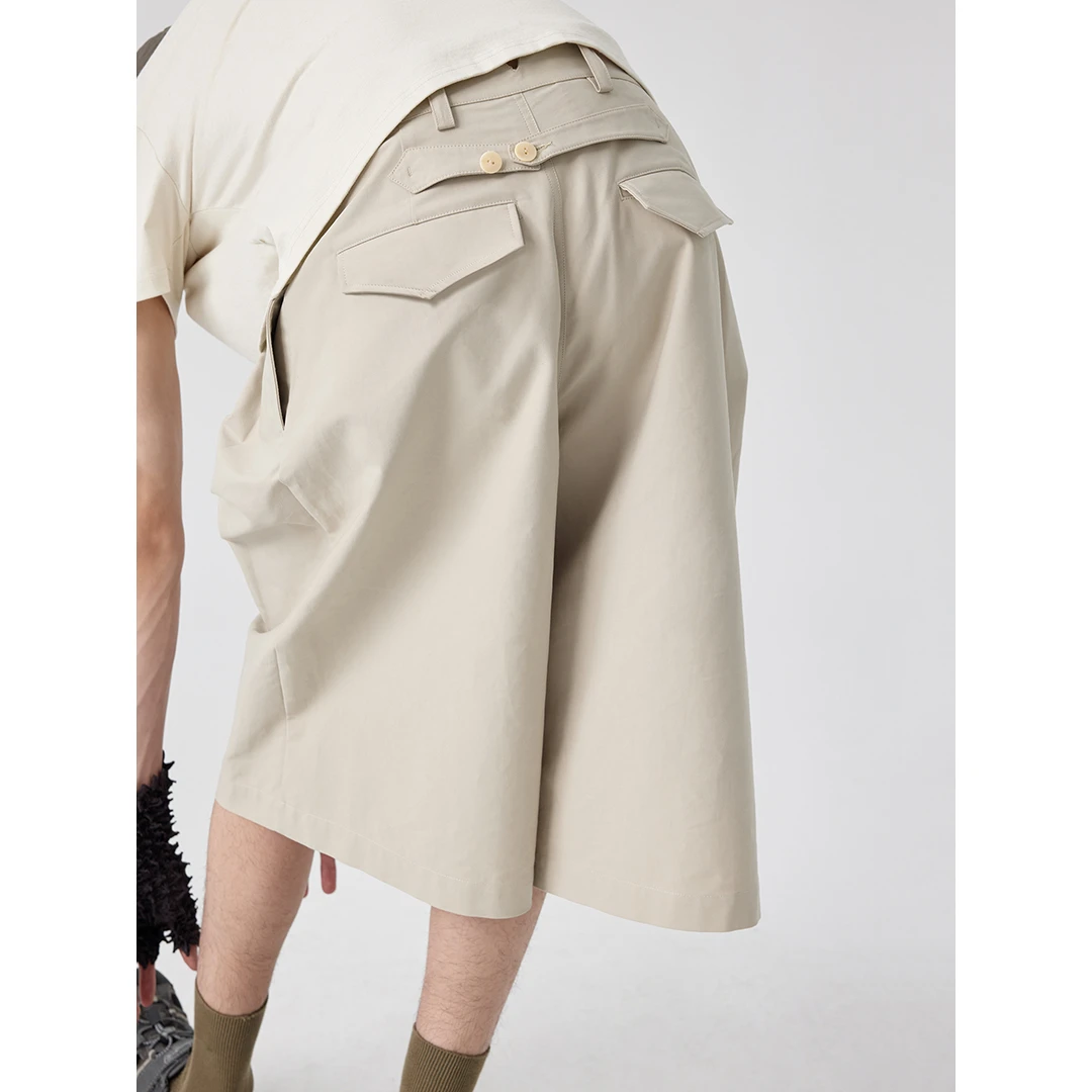 Simple Project*Pleated Shorts 棉质宽松褶裥七分裤