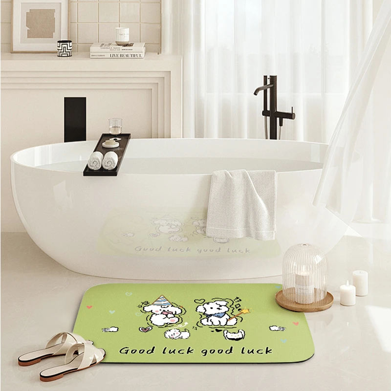 小团圆好运小狗卫生间硅藻泥吸水地垫可爱