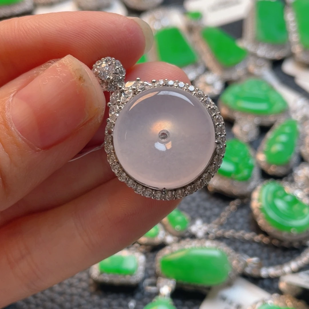 翡翠银S925镶嵌吊坠(不含链)