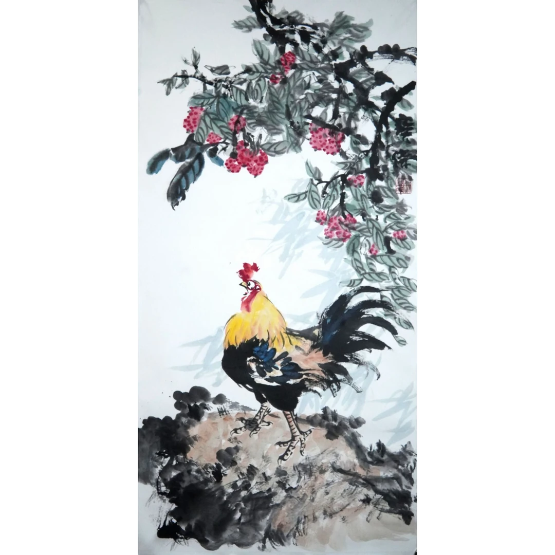 水墨画   金鸡报喜