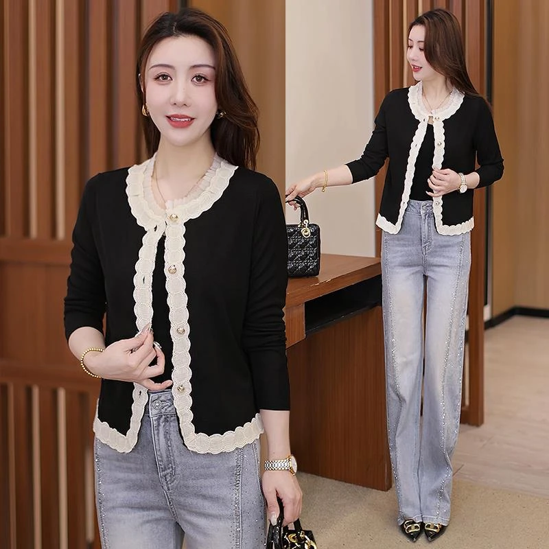 时尚气质小香风长袖开衫短款外套女早秋新款薄款洋派百搭短款小衫