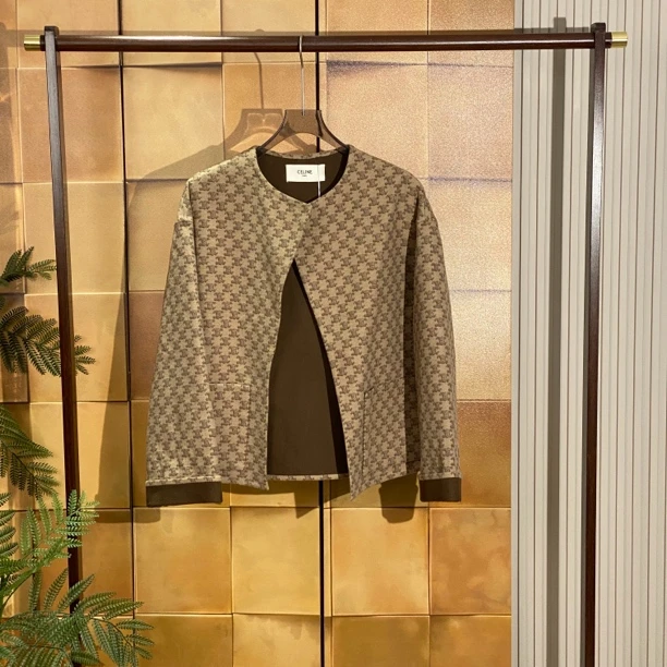 Celine新款凯旋门满印双面羊毛外套/36码/全新带吊/25497