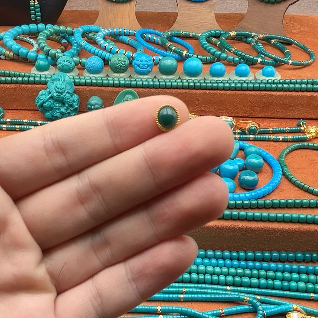 绿松石18K金镶嵌珠宝奇石