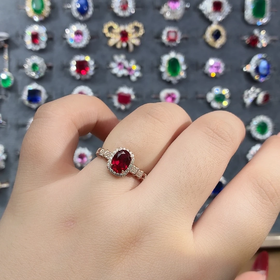 925银培育鸽血红色宝石