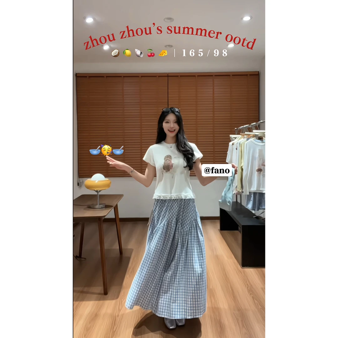 孟婆家【冰河】kaix*原！定染蓝色格子半身裙～088