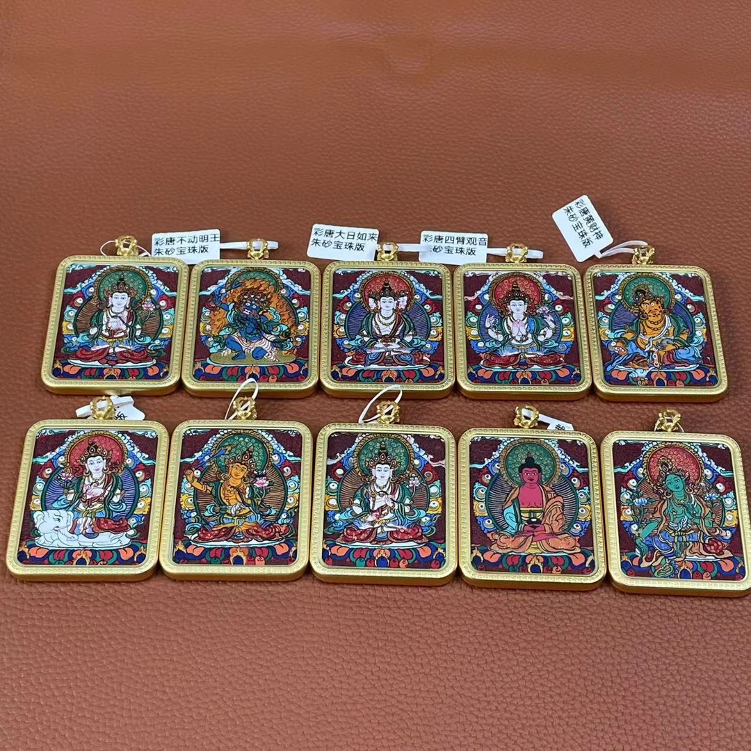 彩唐佩奇砂宝珠版八大 纯手绘唐卡