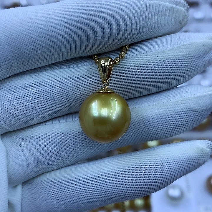 海水珍珠18K金镶嵌吊坠(不含链)