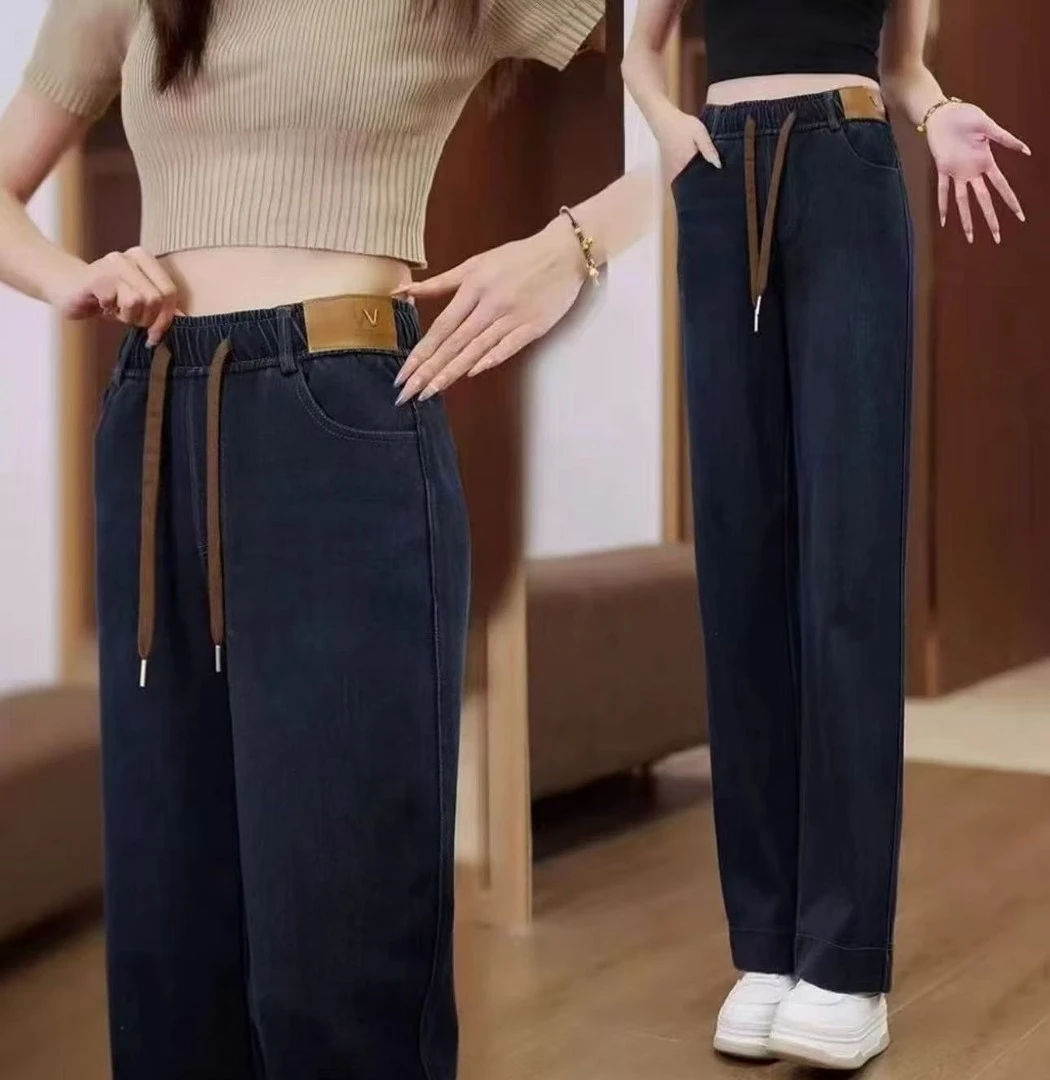 【运费补贴】新款秋冬加绒加厚外穿弹力休闲大码中老年妈妈牛仔裤