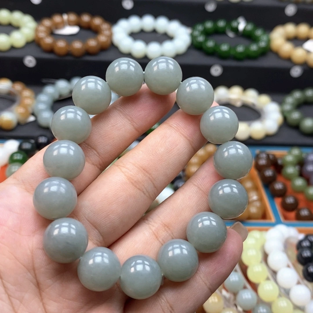 和田玉未镶嵌手串Q卡14且末蓝