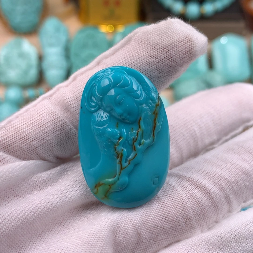 绿松石未镶嵌美人牌