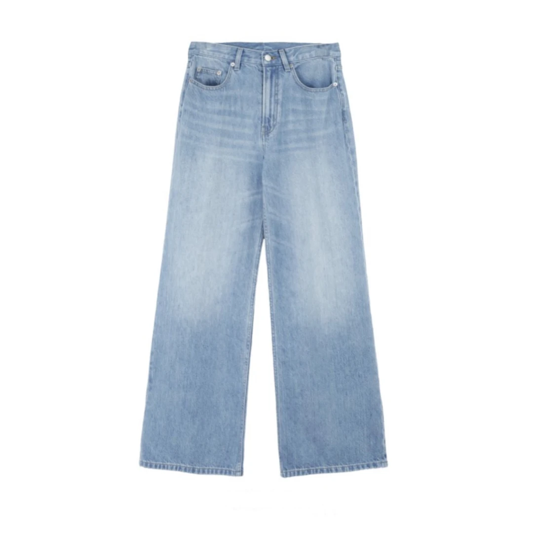 瑞瑞ANNYRUI |  土耳其进口细腻斜纹肌理垂坠感H版阔腿直筒牛仔裤