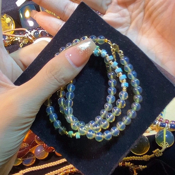 蓝珀未镶嵌珠宝奇石墨西哥蓝珀diy项链5