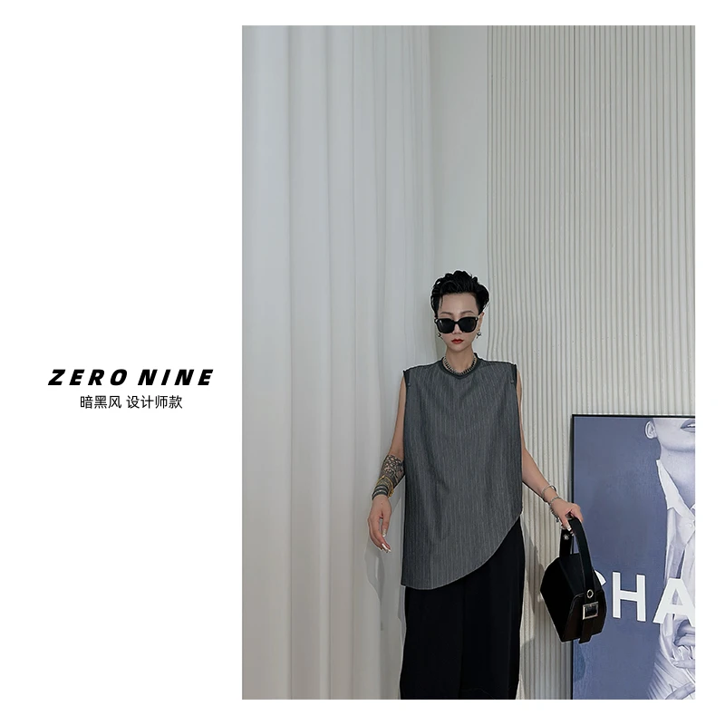 Dan Dan 灰色不规则无袖衬衫女
