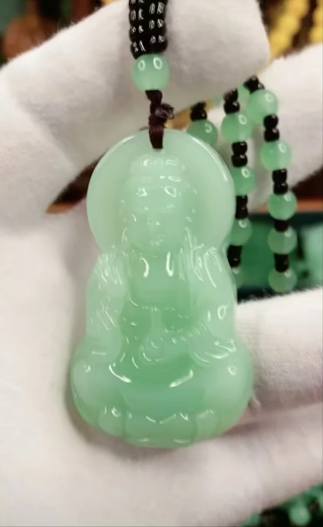 5.浅绿八角观音经典百搭男女同款项链