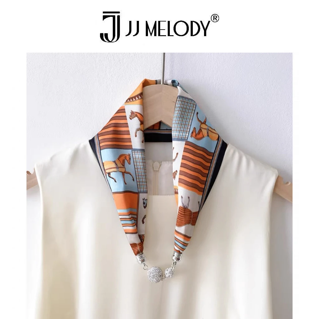JJ Melody•『锁骨磁吸扣丝巾』装饰颈带小丝巾Y
