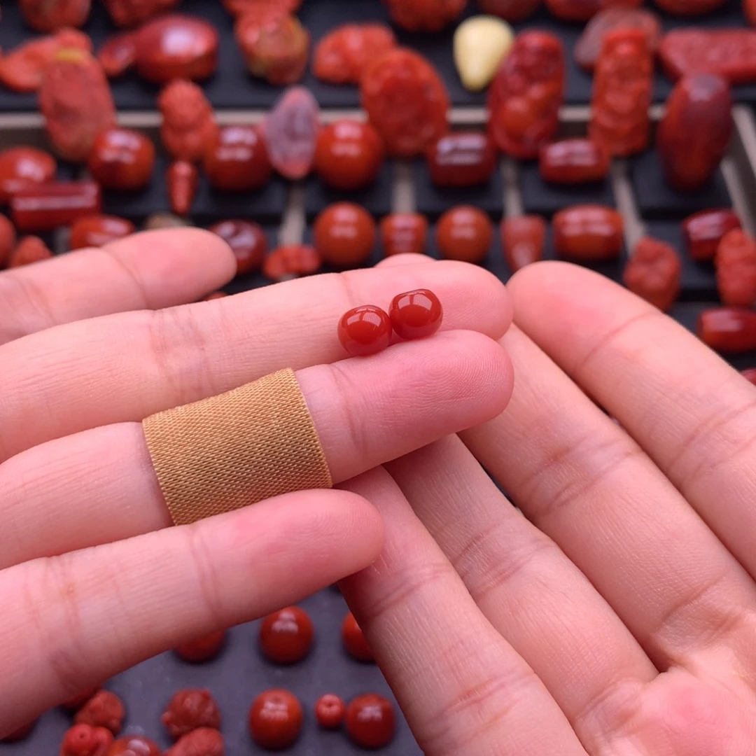 南红玛瑙未镶嵌川料原矿老型对珠7mm