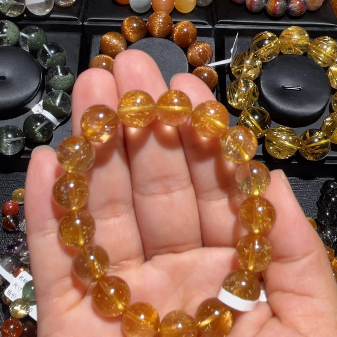 水晶手链未镶嵌金发晶手链10mm左右