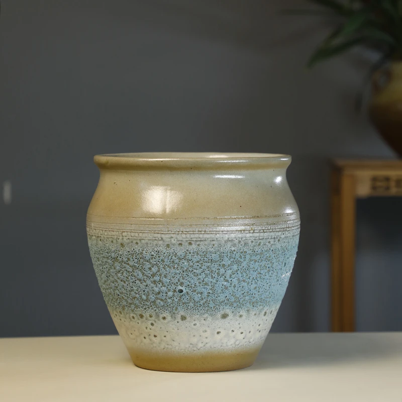 190#宜兴紫砂 粗陶陶罐 紫砂罐 多肉  三角梅盆高度27cm 口径25cm