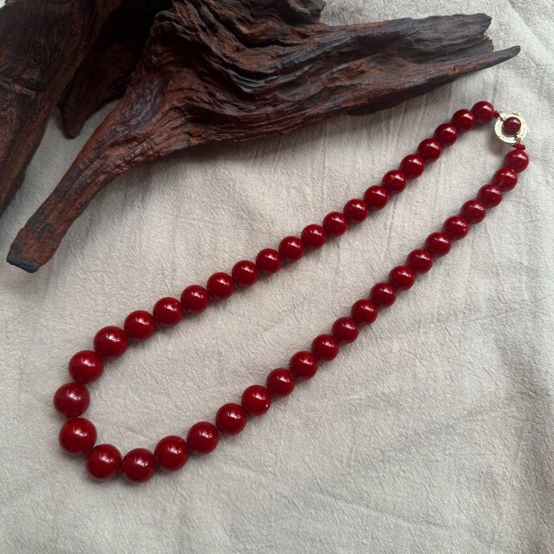 碧海丹心-天然阿卡红珊瑚塔链11mm-16mm➕典藏-08001