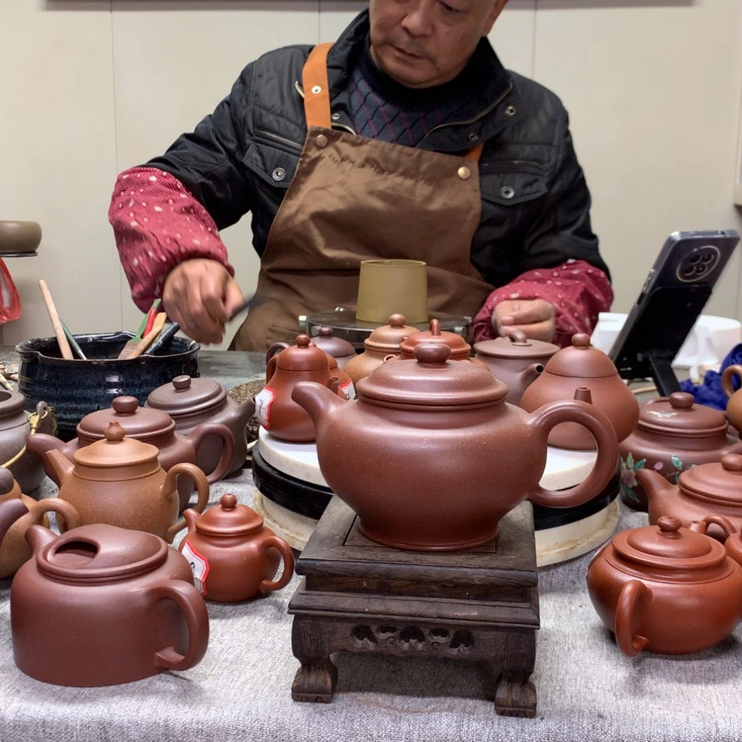 紫泥茶壶红降坡掇只350 C半手工制作
