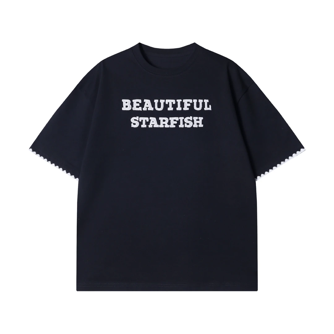 春夏新款时尚个性韩版撞色印花字母圆领套头短袖T恤百搭情侣上衣