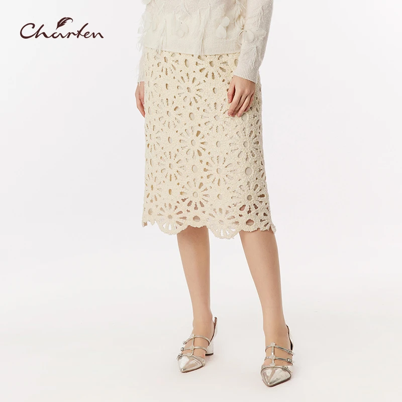 CHARFEN朝峰秋冬季新款复古拼接秋季提花拉链裙CFF3C116-1035E