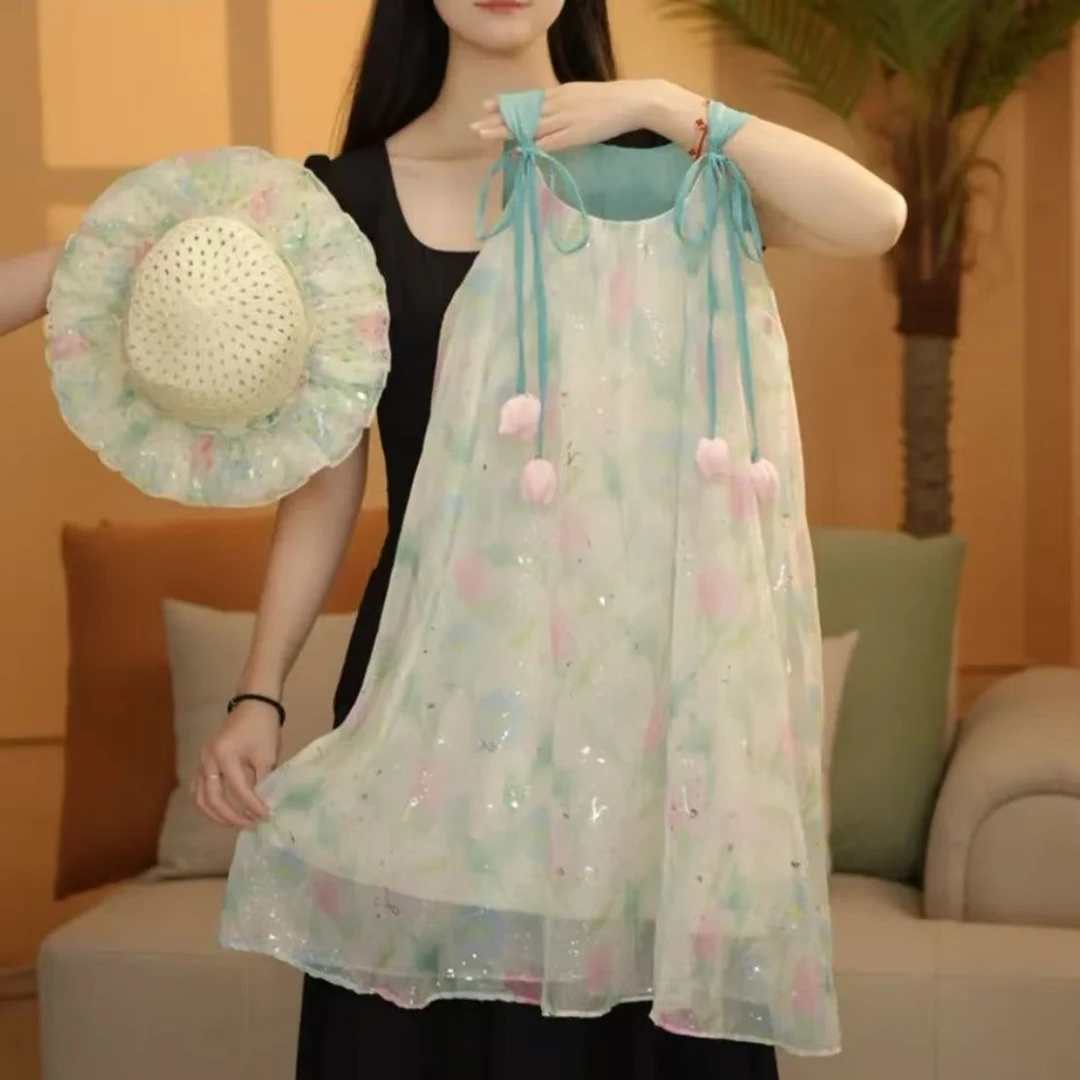 女童韩版中大童公主裙2025新款儿童夏季洋气碎花连衣裙