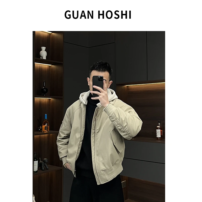 【陈什么陈男装】冬季90白鸭绒皮衣连帽羽绒服可拆卸宽松外套男006