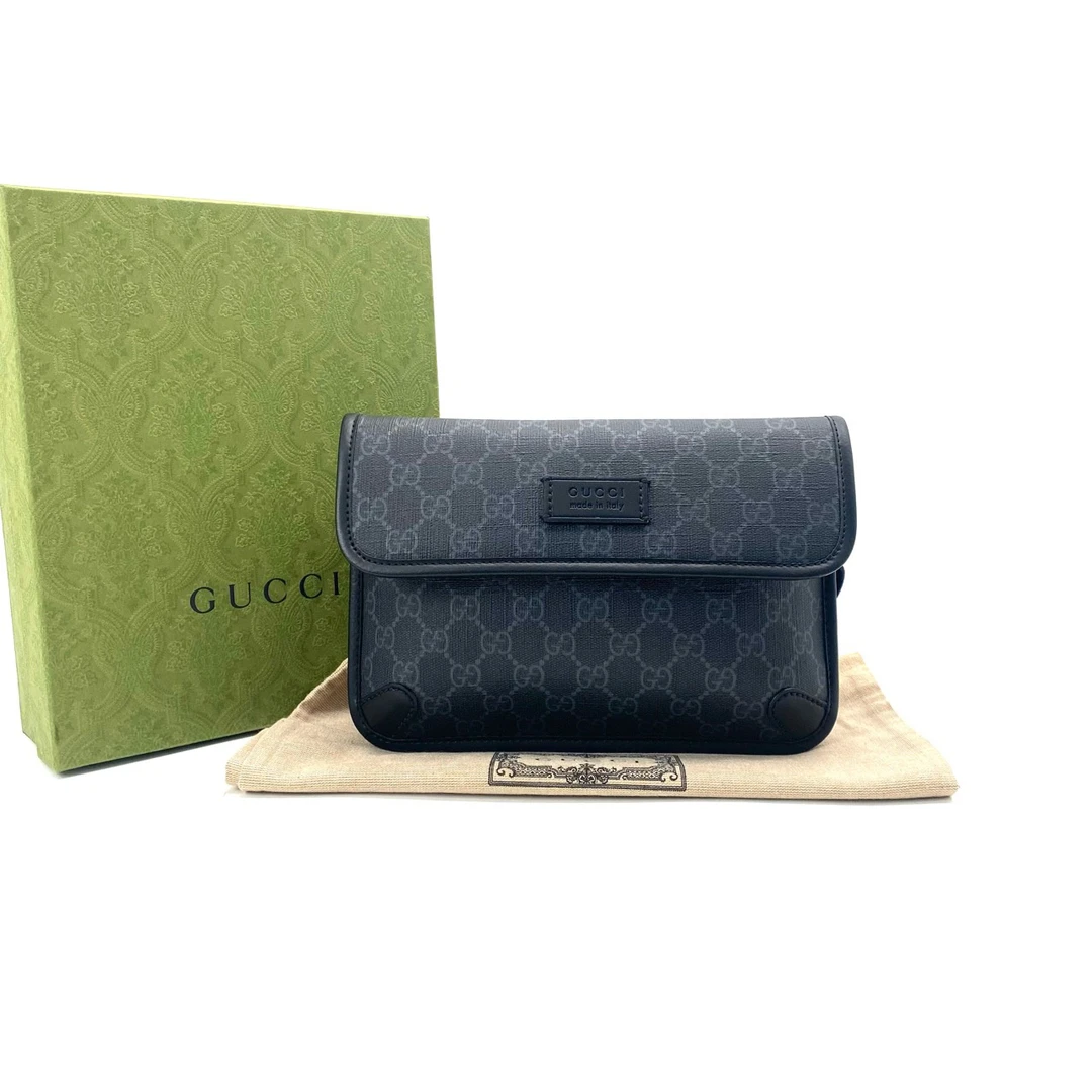 未使用 GUCCI/古驰 黑老花斜挎胸包 尺寸24/17