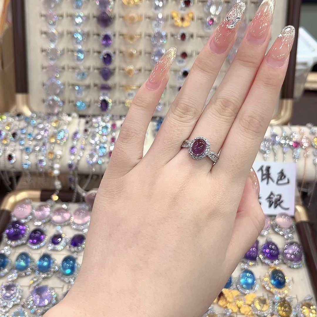 戒圈银S925镶嵌海蓝宝石