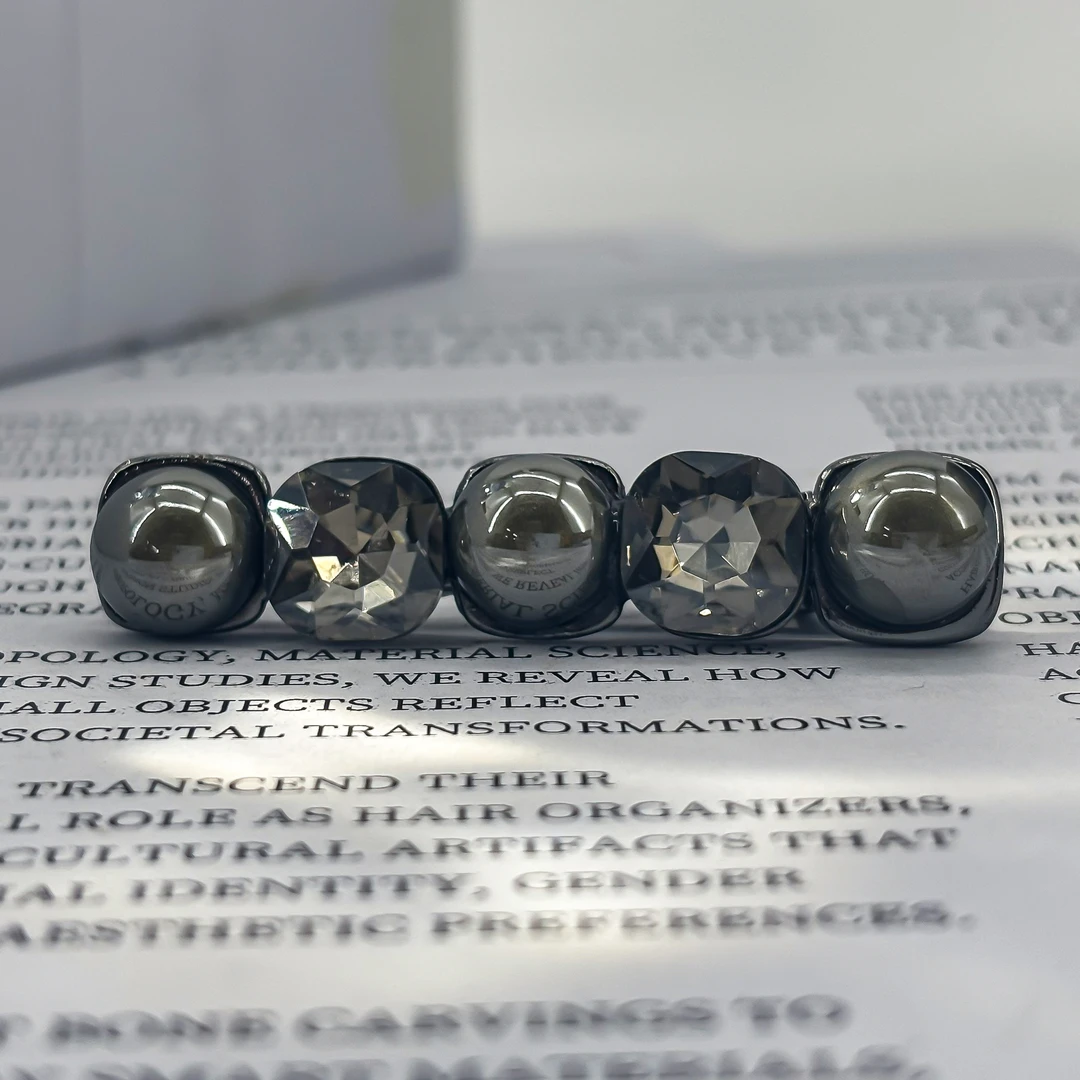 1009珍珠水晶压夹 6CM