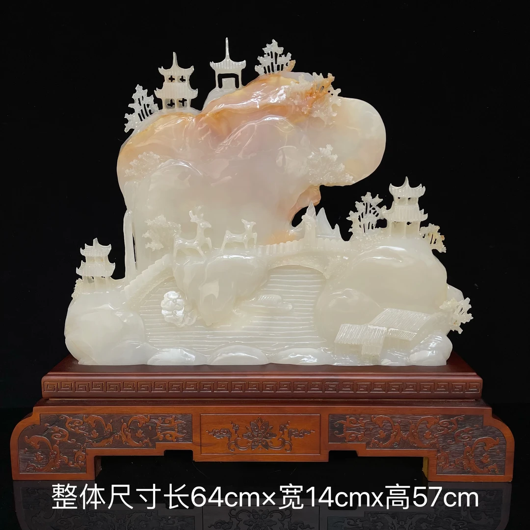【意境山水】鸿运当头高山流水中式玄关雕刻玄关酒柜角几摆件办公室