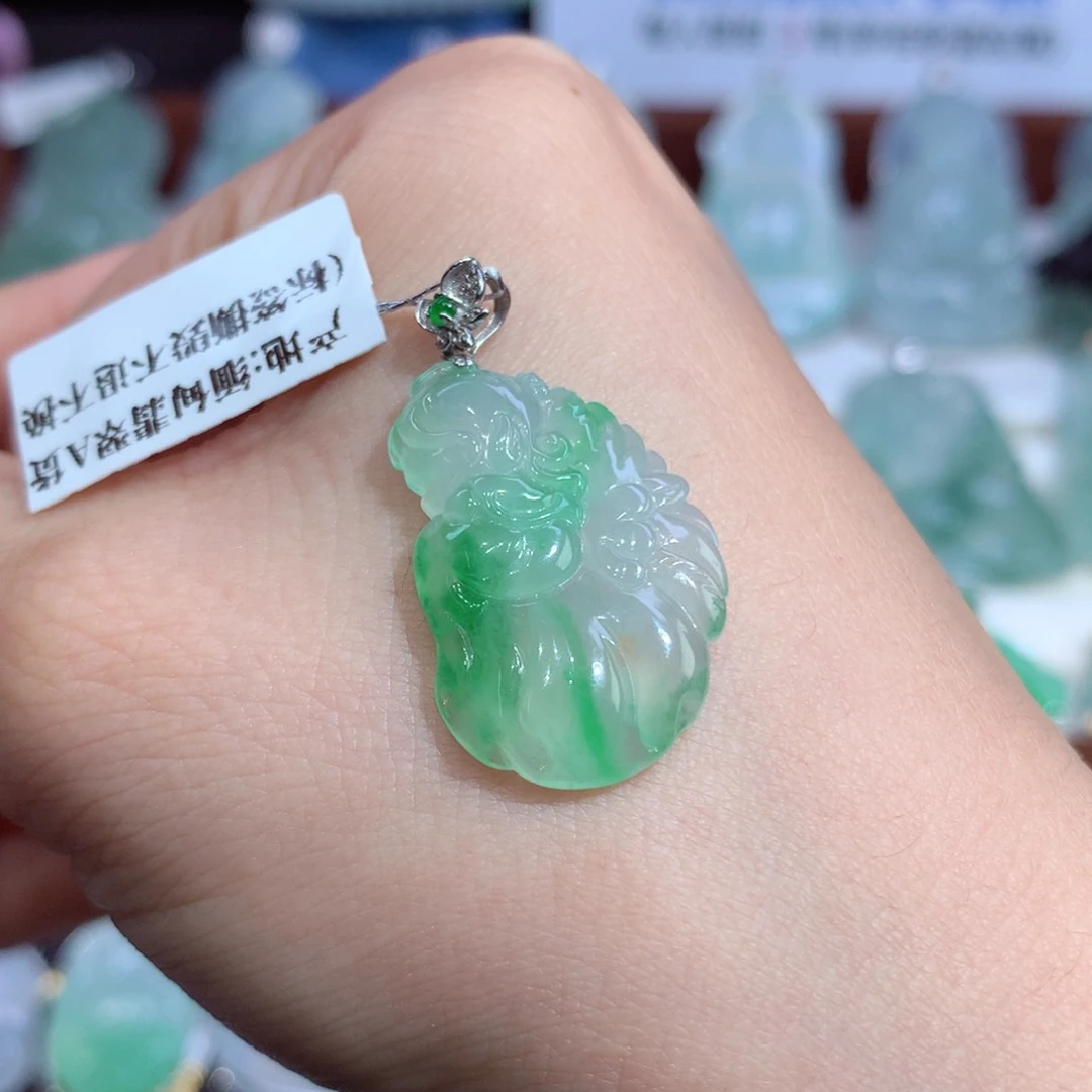 吊坠(不含链)18K金镶嵌翡翠天然缅甸A货翡翠揭阳工仙子天使
