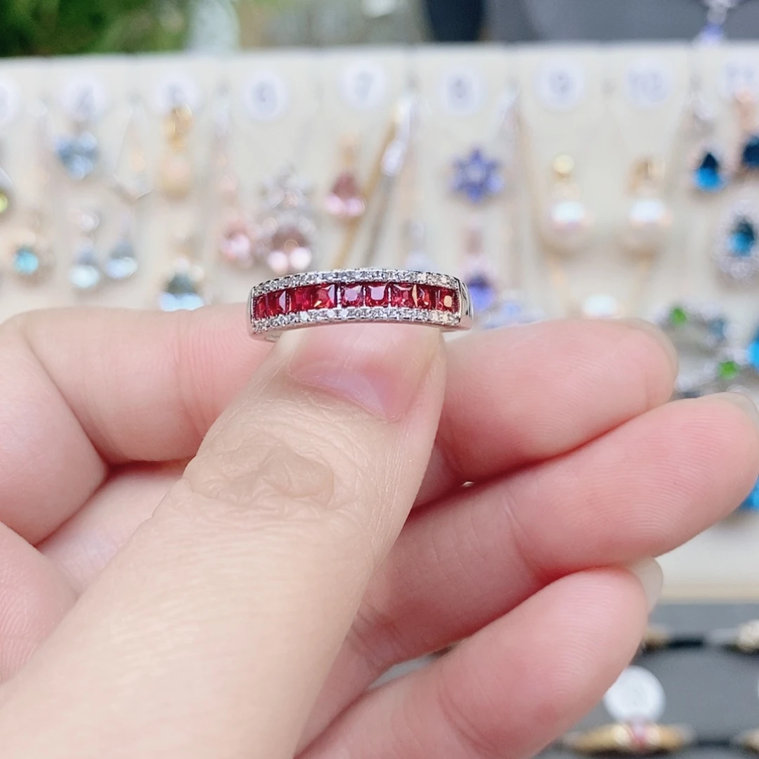 银S925镶嵌戒指彩色蓝宝石