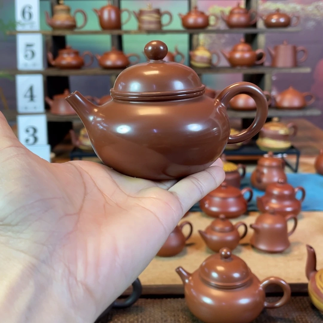 茶壶紫砂吃***吧潮州手工手拉朱泥水磨容天壶