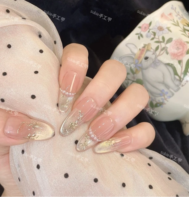 【金枝玉叶】春夏季温柔款设计穿戴甲温柔纯手工气质纯欲ins风