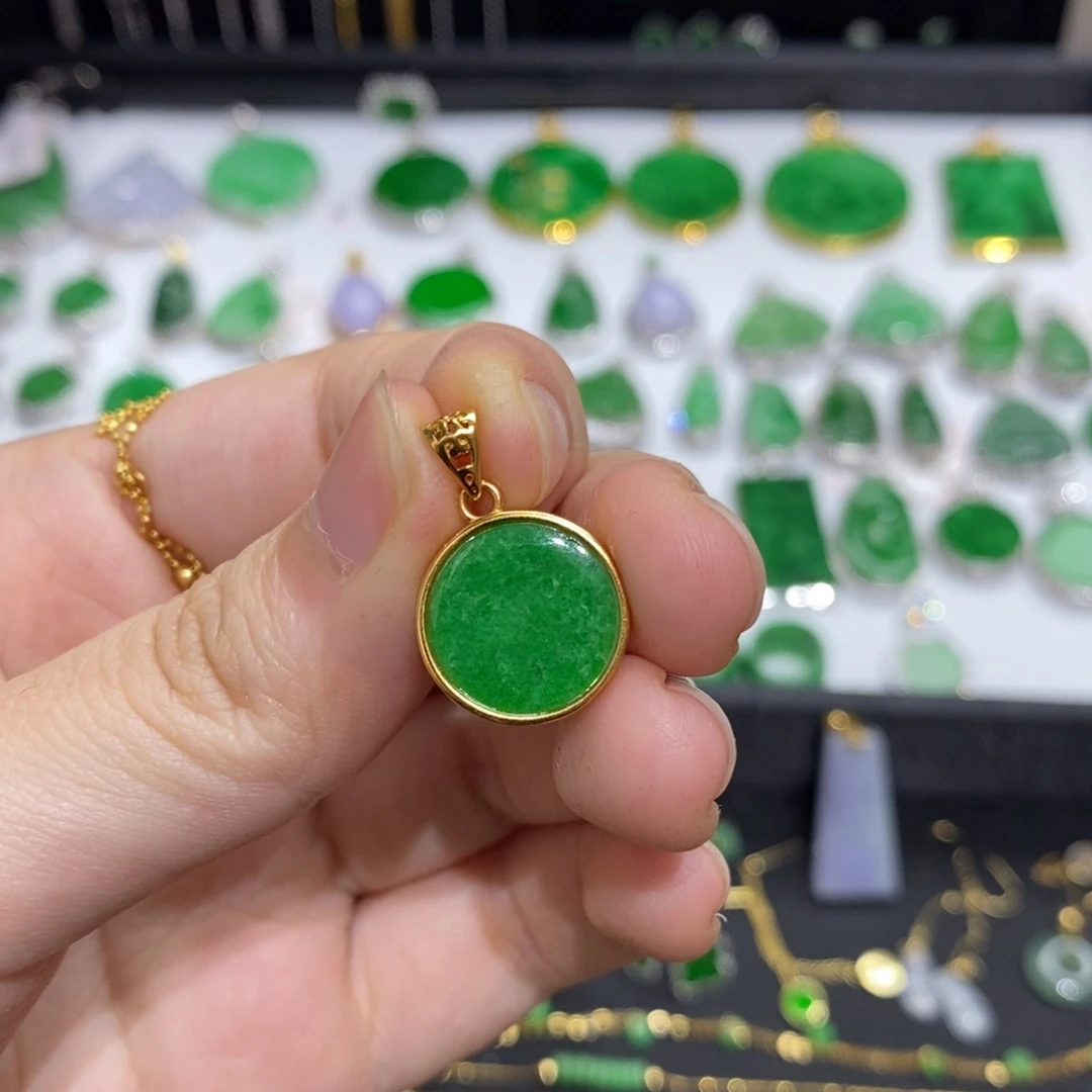 翡翠银S925镶嵌吊坠(不含链)有纹裂