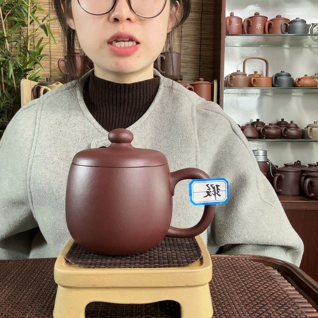 紫砂茶杯原矿紫泥圆圆办公杯没礼盒尾单特价400CC左右