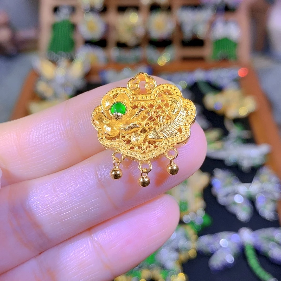 吊坠(不含链)银S925镶嵌翡翠