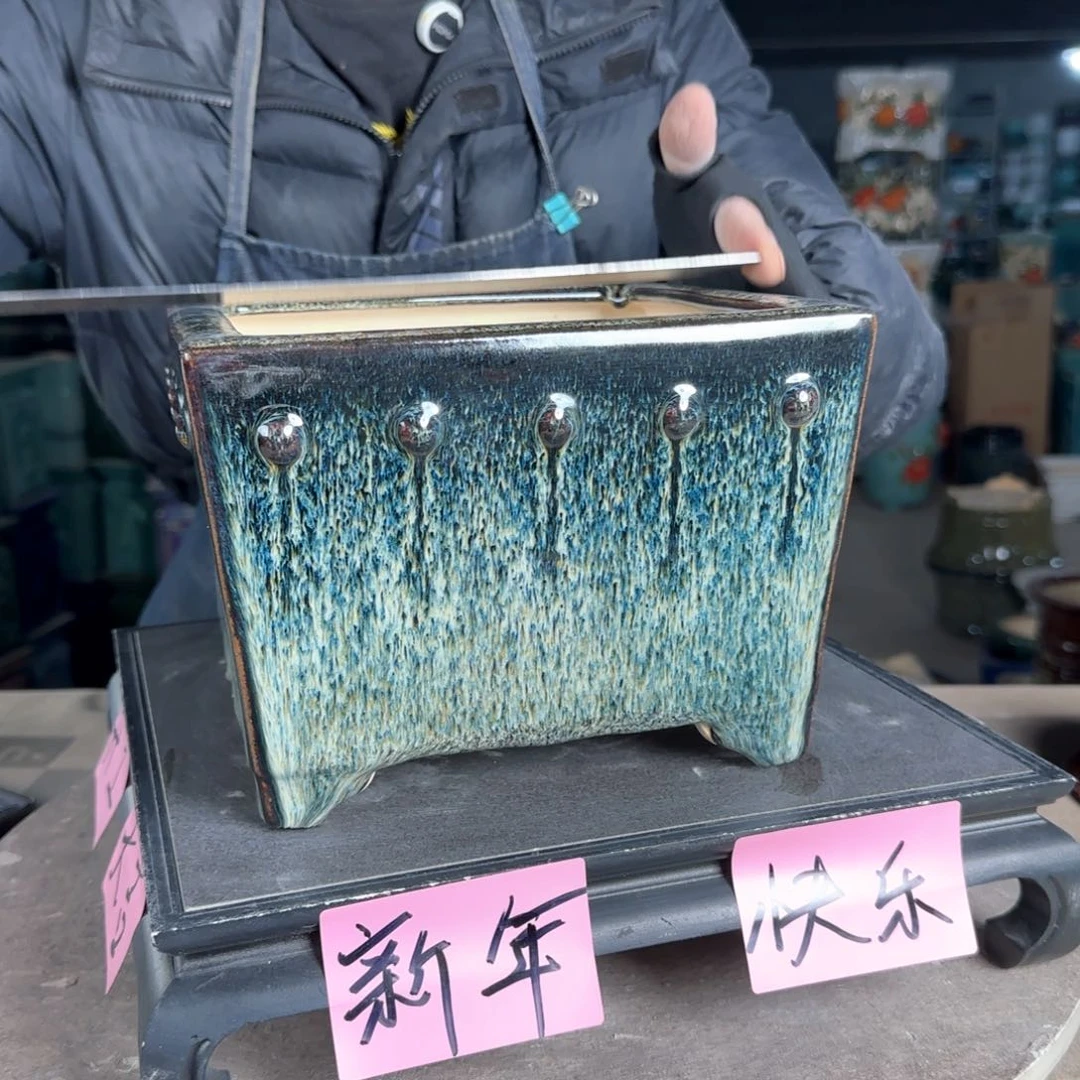 一风堂石湾花盆。微瑕盆口收缩