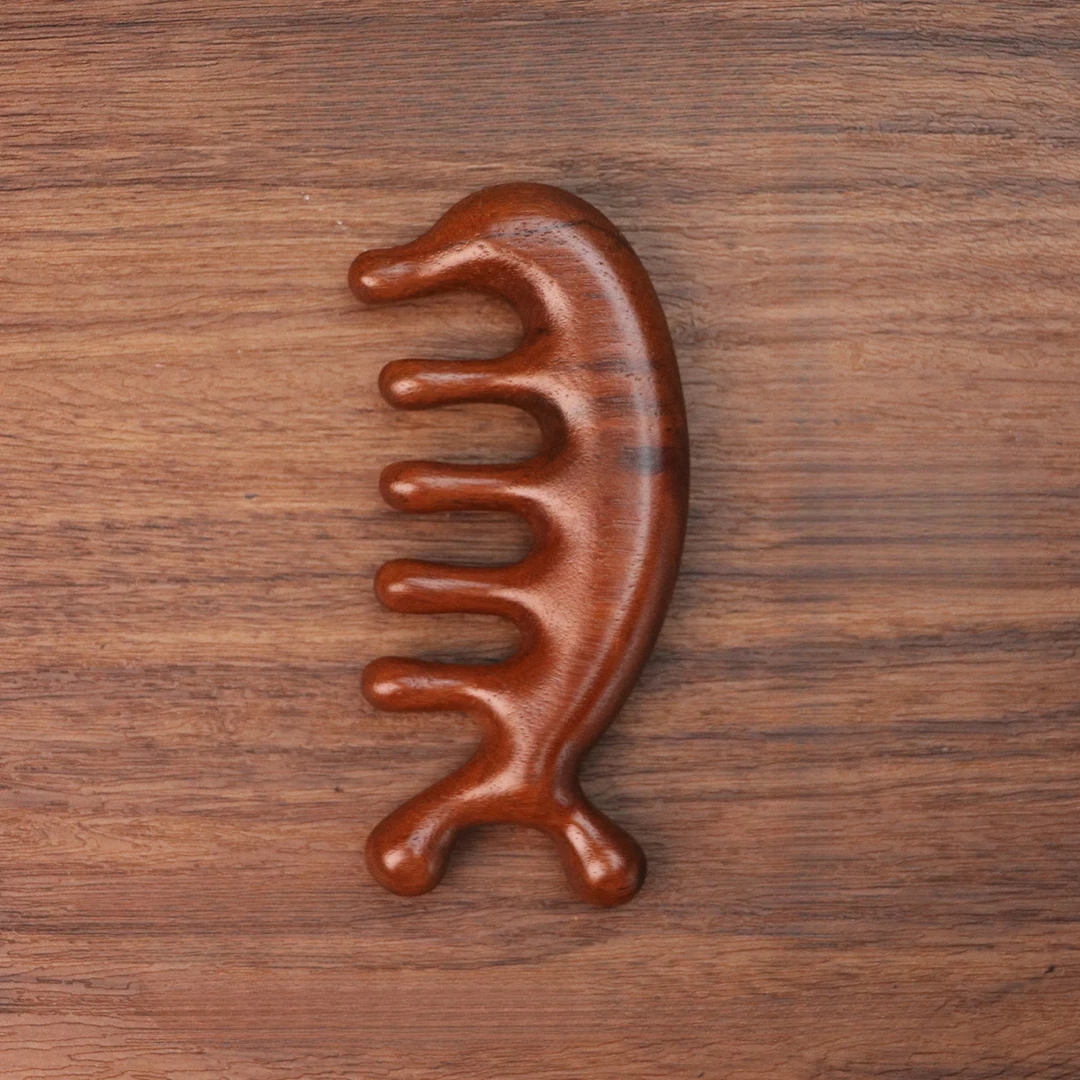 四合一皮按摩梳子疏通梳头木梳子宽齿神器脸部眼部檀木梳家用工具