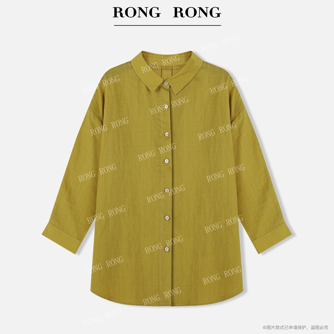 溶溶【极简文艺】RONGRONG 100苎麻轻薄透气文艺通勤风衬衣25C8737