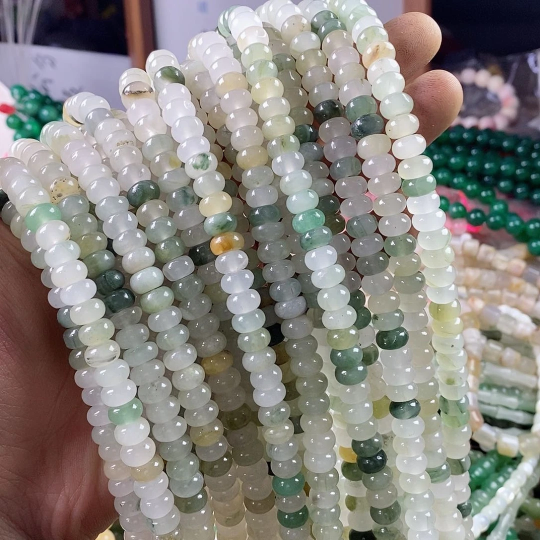 玛瑙/玉髓珠宝半成品合金一条天然8mm天山翠隔片有平点