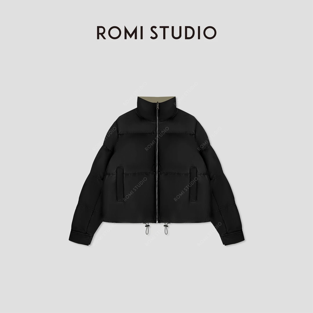 ROMI STUDIO“优雅过冬”腔调穿搭两面穿白鹅绒短款羽绒服 23AWW248
