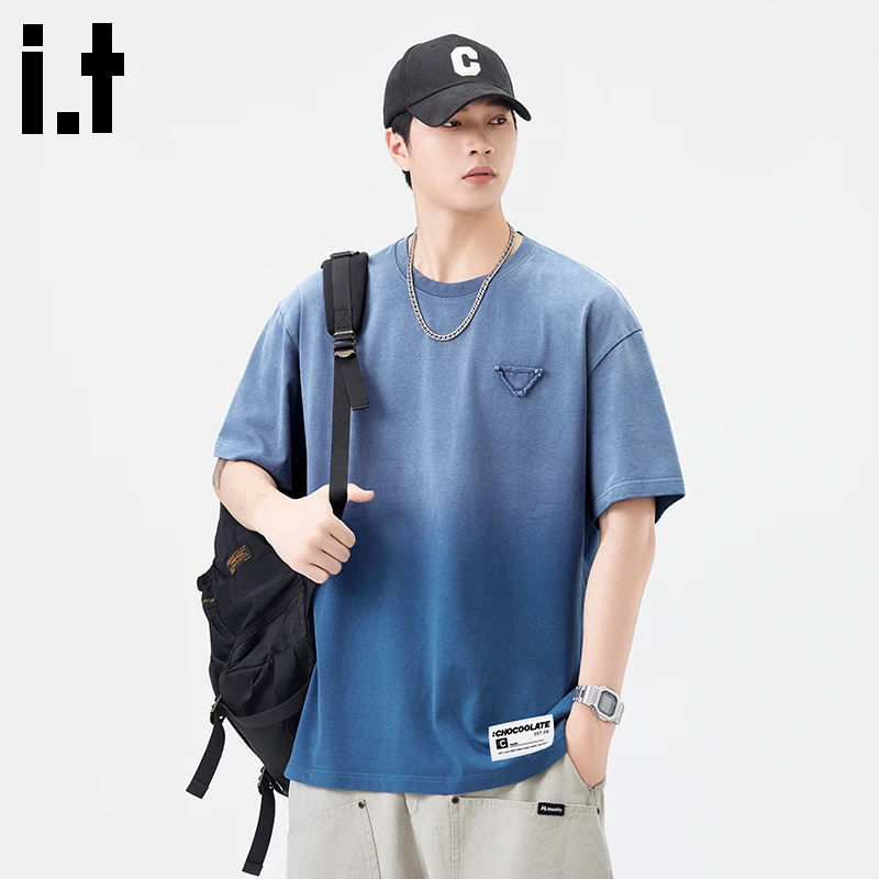 it: CHOCOOLATE美式渐变短袖t恤男夏季新复古水洗纯棉百搭打底衫