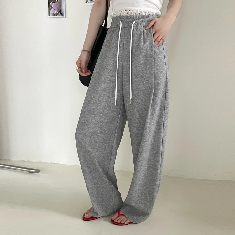 qianbeisi纤贝思368蕾丝腰头拼接卫裤女2025春夏款显瘦直筒休闲裤