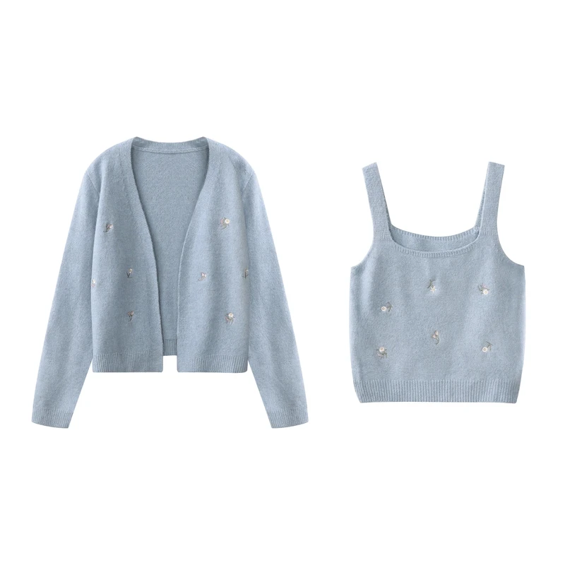 【粉丝福利】鹿向南【蓝天】蓝色针织衫年女长袖上衣外套QYM002455