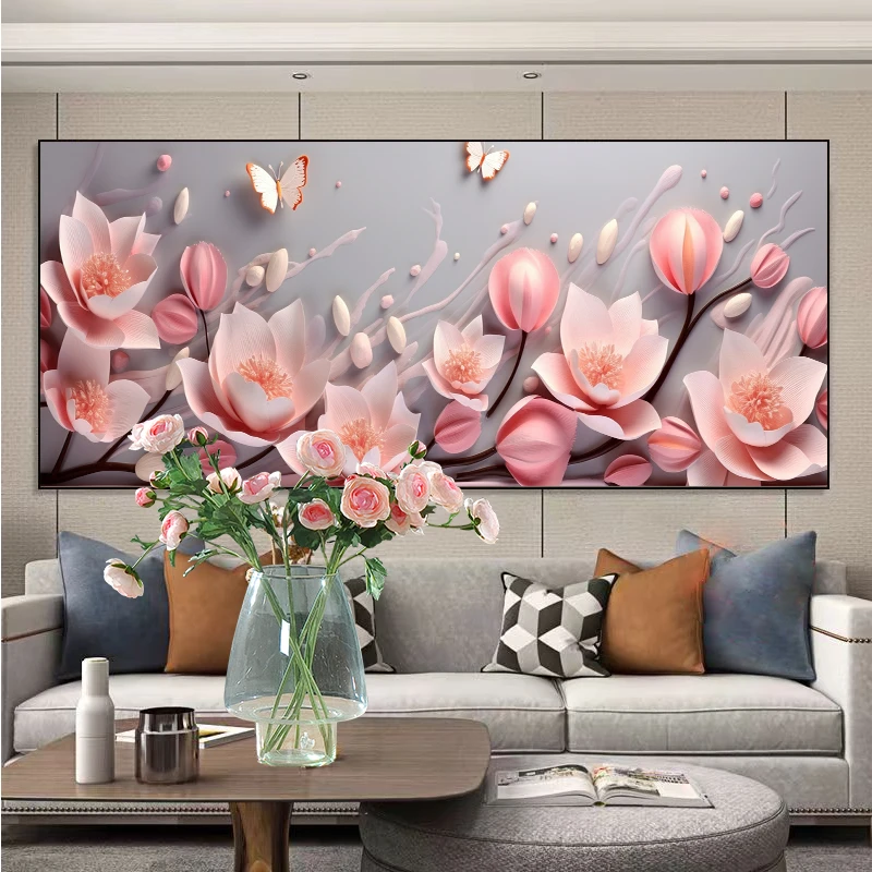 新款钻石画花卉玉兰花开满钻全贴魔方圆钻石画卧室客厅手工贴钻